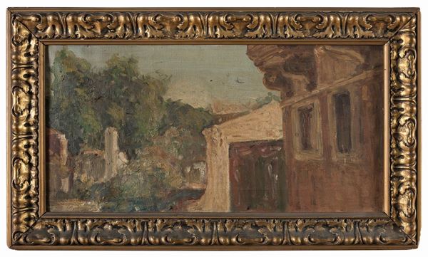 DIPINTO PAESAGGIO CON CASE