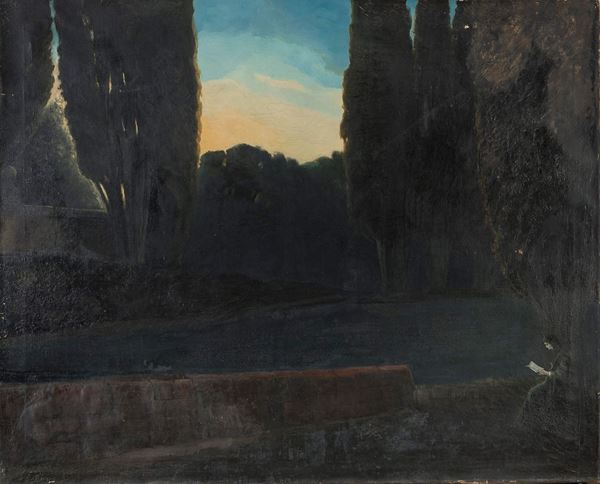 DIPINTO PAESAGGIO SIMBOLISTA