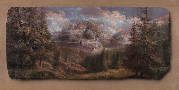 DIPINTO PAESAGGIO MONTANO