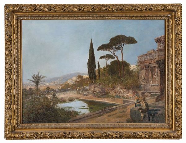 DIPINTO VILLA ROMANA F.TO KARL WAGNER
