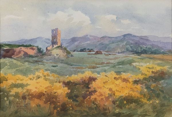 ACQUERELLO CAMPAGNA ROMANA DI FILIPPO ANIVITTI