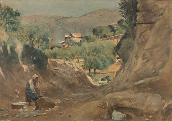 DIPINTO LAVANDAIA DI AUGUSTO BOMPIANI