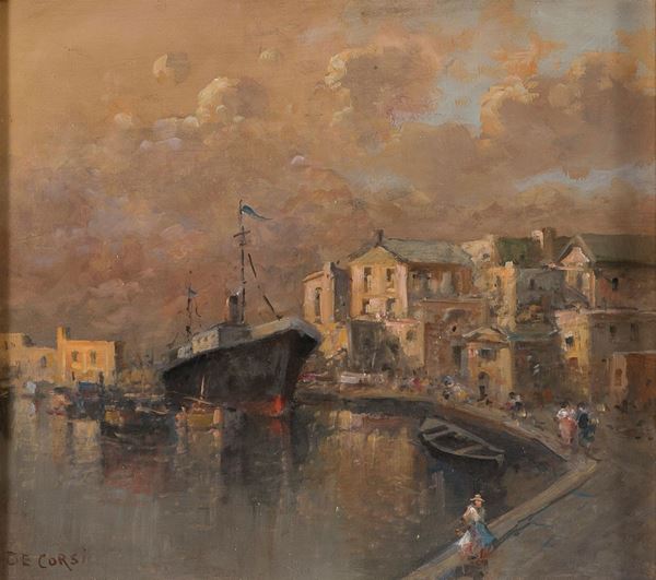 DIPINTO PORTO F.TO NICOLAS DE CORSI