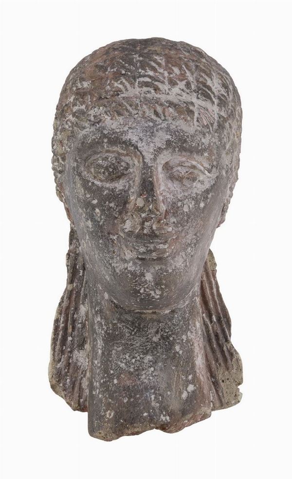 TESTA DI DIVINIT&#193; DI STILE ETRUSCO XX SECOLO