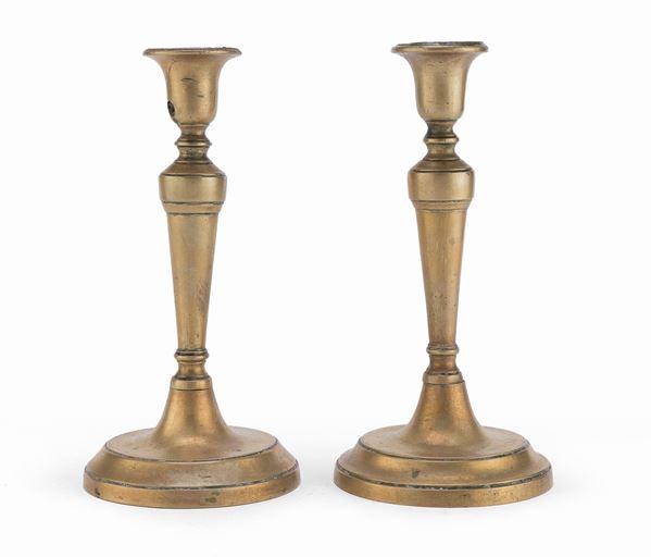 COPPIA CANDELIERI IN BRONZO