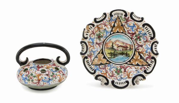PIATTINO E TEIERA IN CERAMICA, GUALDO TADINO