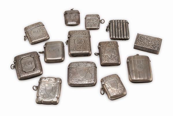 TREDICI PORTAFIAMMIFERI IN ARGENTO INGLESE