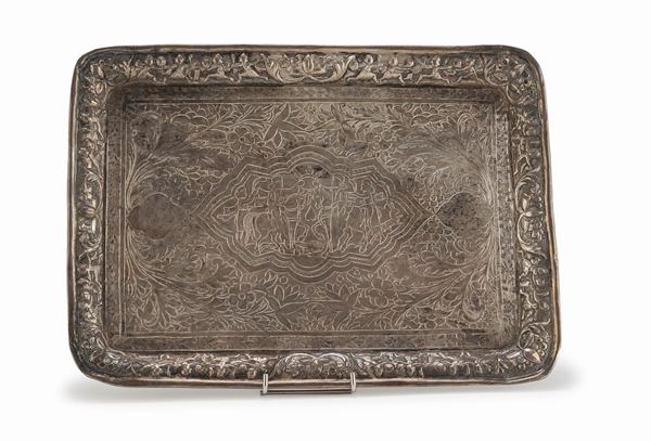 VASSOIO IN ARGENTO, PERSIA XIX SECOLO