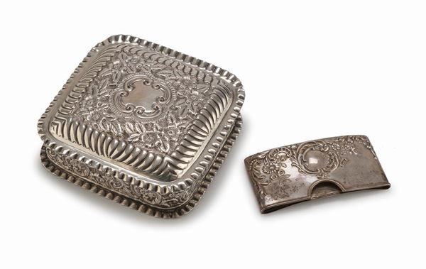 SCATOLA E PORTABIGLIETTI  IN ARGENTO, BIRMINGHAM 1903