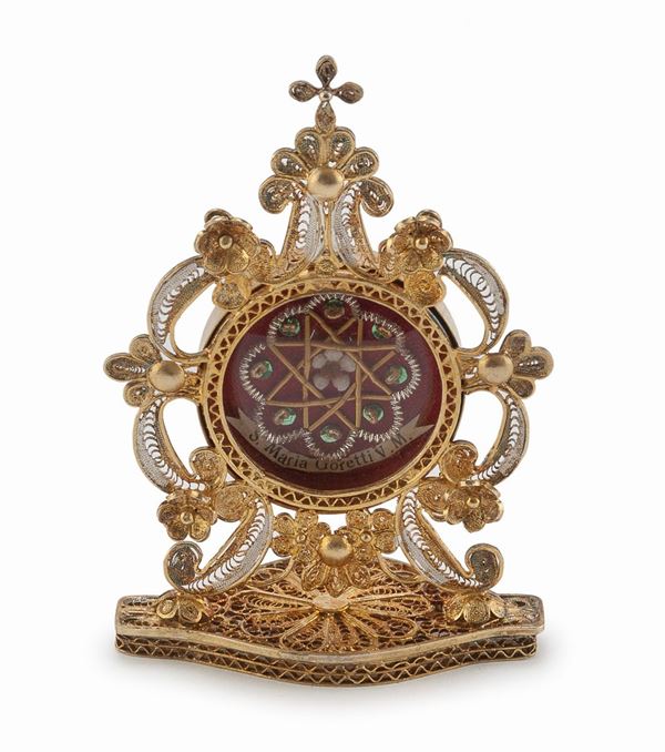 RELIQUIARIO IN ARGENTO DORATO