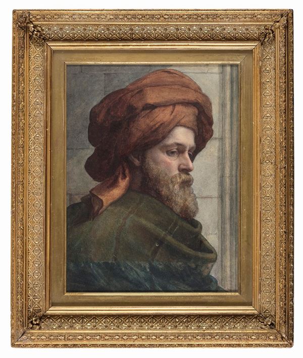 ACQUERELLO RITRATTO DI WILLIAM HOLMAN HUNT DI CATHERINE J. ATKINS