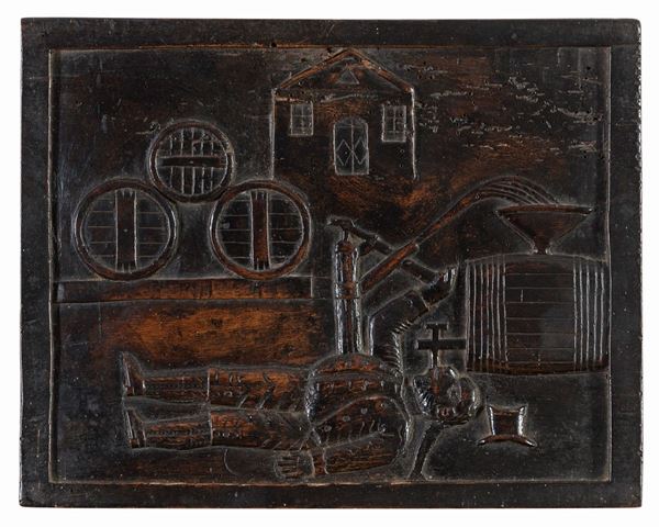 BASSORILIEVO LIGNEO BEVITORE BOSTON 1780