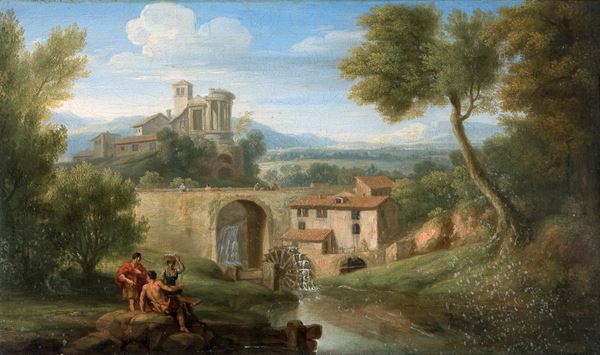 COPPIA DI DIPINTI PAESAGGI FLUVIALI DI PITTORE FRANCESE