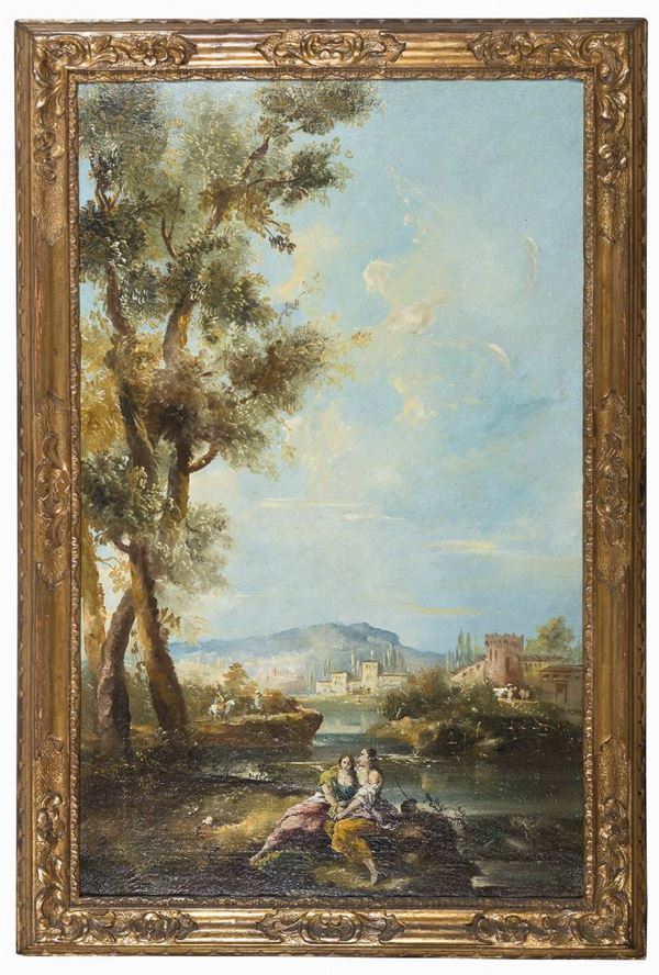 DIPINTO PAESAGGIO DI STILE SETTECENTESCO