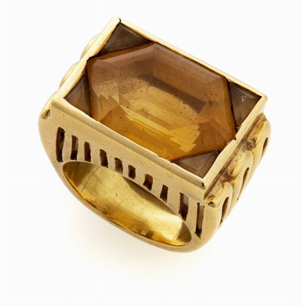 ANELLO DA UOMO CON TOPAZIO E BRILLANTI