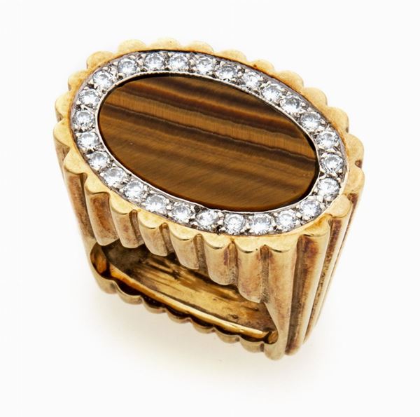 ANELLO DA UOMO CON OCCHIO DI TIGRE E BRILLANTI
