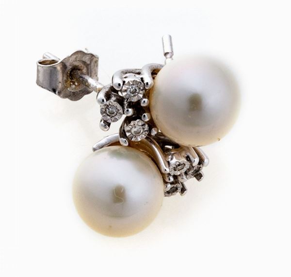 COPPIA DI ORECCHINI CON PERLE E BRILLANTI