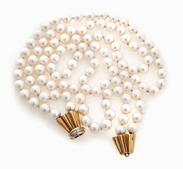COLLANA DI PERLE CON BRILLANTI