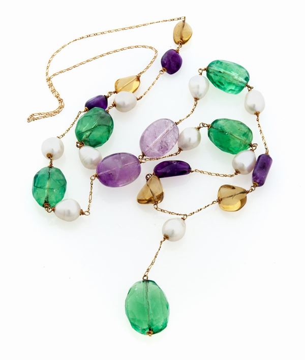 COLLANA CON PERLE E PIETRE SEMIPREZIOSE
