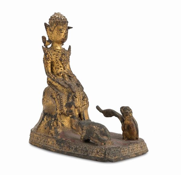 SCULTURA DI BUDDHA IN BRONZO, TAILANDIA XIX SECOLO