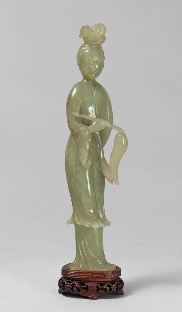 SCULTURA DI ANCELLA IN SERPENTINO CINA