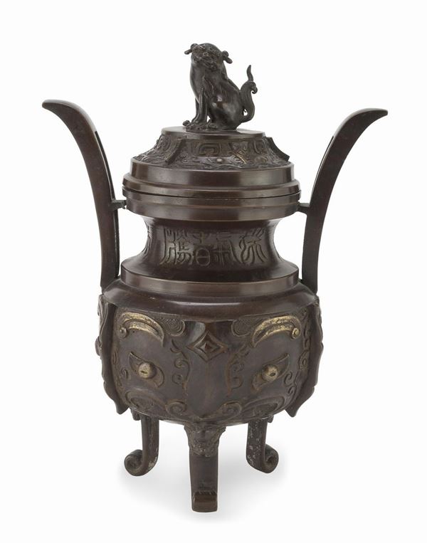 GRANDE INCENSIERE IN BRONZO, CINA
