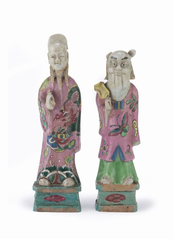 DUE SCULTURE DI DIVINIT&#193; TAOISTE CINA