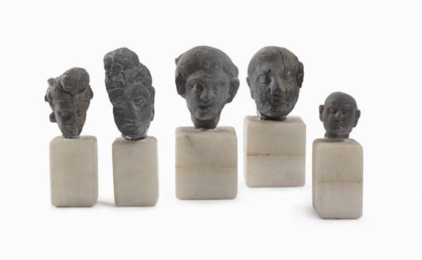 CINQUE TESTE IN SHISTO, STILE GANDHARA