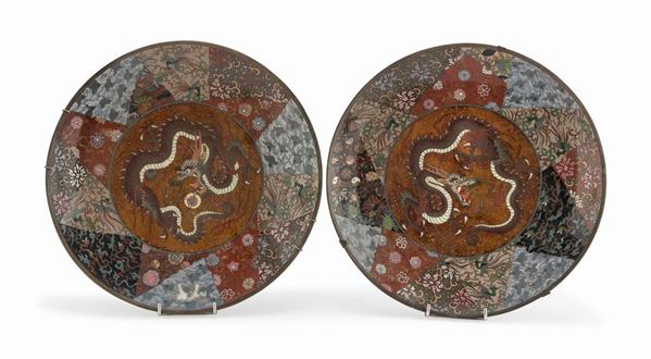 COPPIA DI PIATTI CLOISONN&#200; GIAPPONE