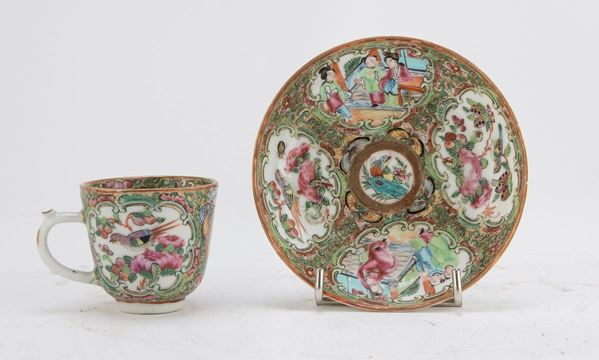 TAZZINA CON PIATTINO CINA XIX SECOLO
