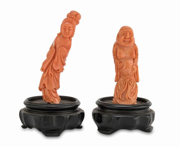 DUE SCULTURE IN CORALLO CINA