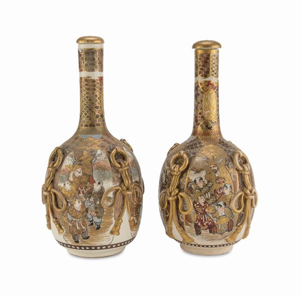 COPPIA DI BOTTIGLIE IN CERAMICA GIAPPONE