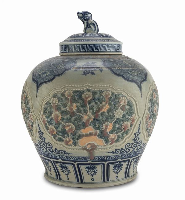 GRANDE POTICHE BIANCO E BLU CINA
