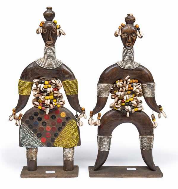 COPPIA DI SCULTURE AFRICANE, XX SECOLO