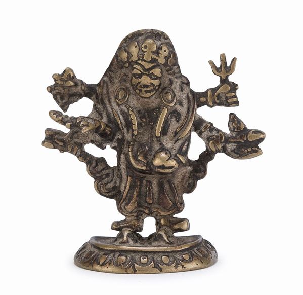 SCULTURA DI MAHAKALA IN BRONZO TIBET