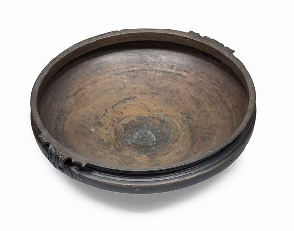 VASCA INDIANA IN BRONZO, INDIA XIX SECOLO
