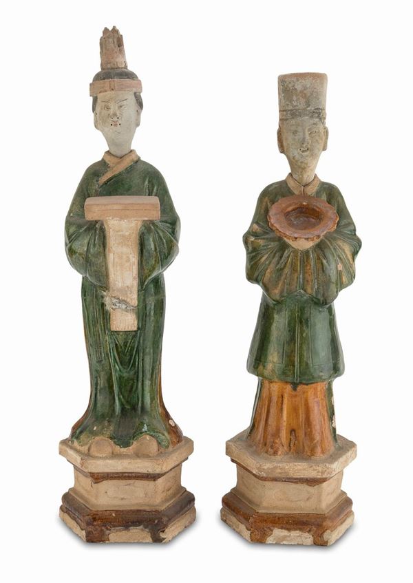 COPPIA DI SCULTURE CINA XVI-XVII SECOLO