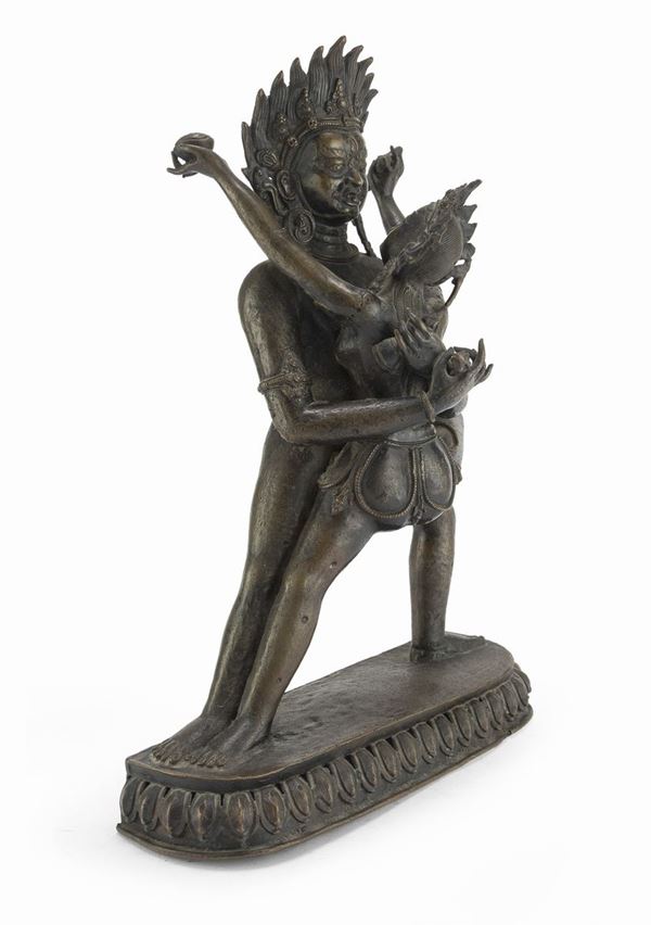 SCULTURA IN BRONZO DI YAB-YUM TIBET