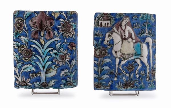 DUE MATTONELLE IN CERAMICA PERSIA XIX SECOLO