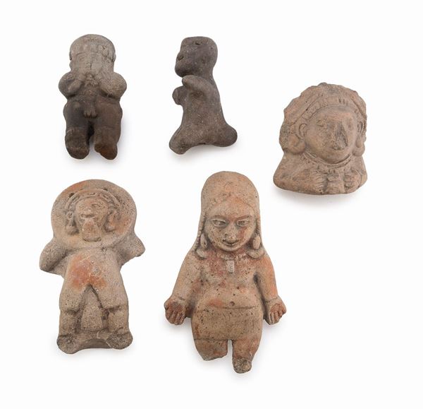 CINQUE STATUINE, ECUADOR, JAMA-COAQUE VI SECOLO A.C. - XVI SECOLO
