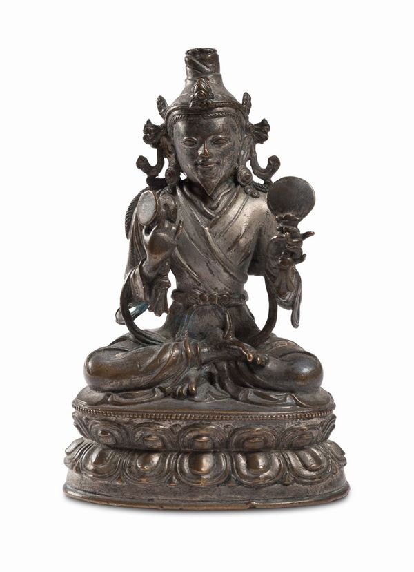 SCULTURA IN BRONZO ARGENTATO TIBET