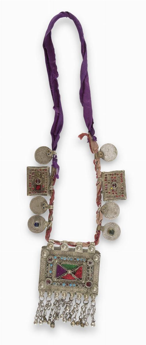 COLLANA IN METALLO ARGENTATO AFGHANISTAN