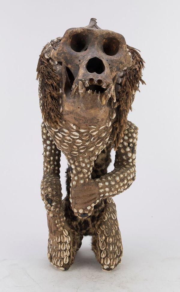 STATUA FETICCIO DI BABUINO BAMILEKE CAMERUN