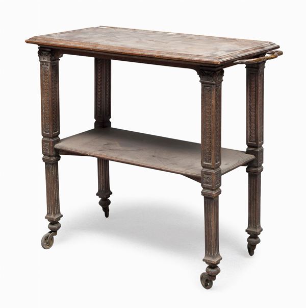 CARRELLO IN LEGNO TINTO A NOCE