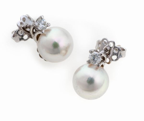 COPPIA DI ORECCHINI CON PERLE E BRILLANTI