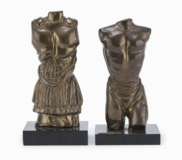 COPPIA DI SCULTURE IN BRONZO DI RICCARDO FIORE