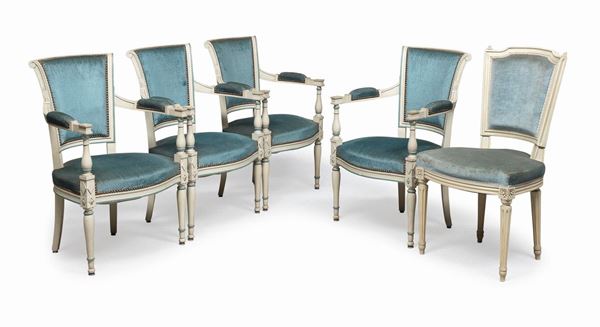 QUATTRO POLTRONCINE LACCATE STILE DIRETTORIO