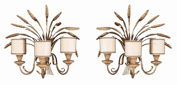 COPPIA DI APPLIQUES IN METALLO DORATO