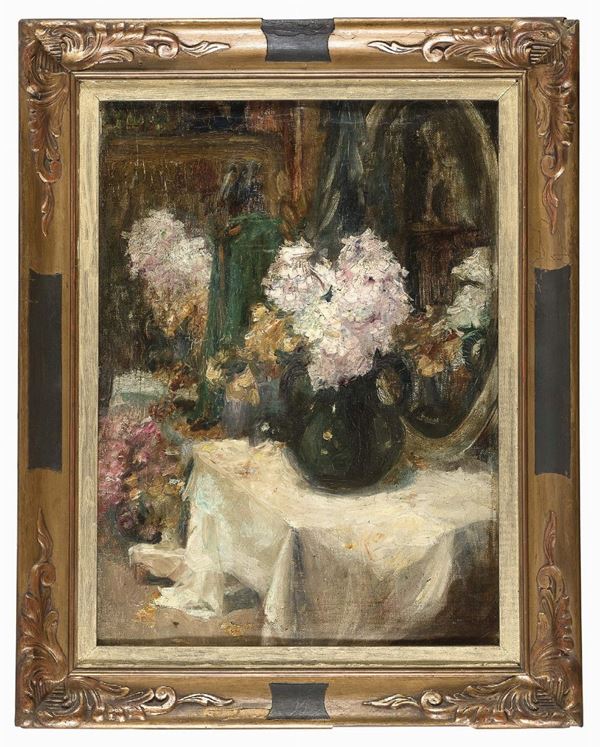 DIPINTO FIORI SU UNA TOLETTA