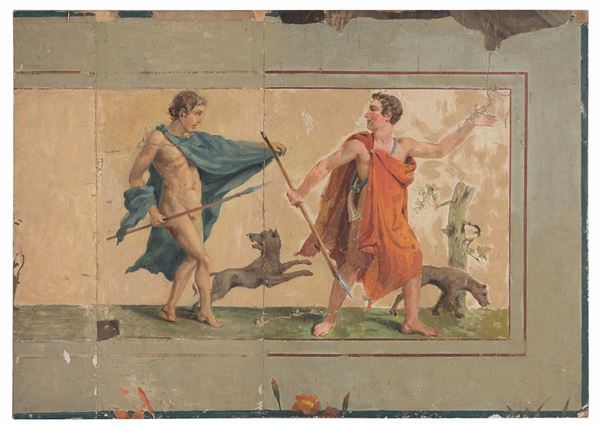 SCENA DI CACCIA, DA AFFRESCO ETRUSCO